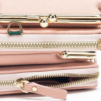🌸女性用スリングクロスボディ財布（携帯電話ホルダー付き）