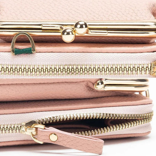 🌸女性用スリングクロスボディ財布（携帯電話ホルダー付き）