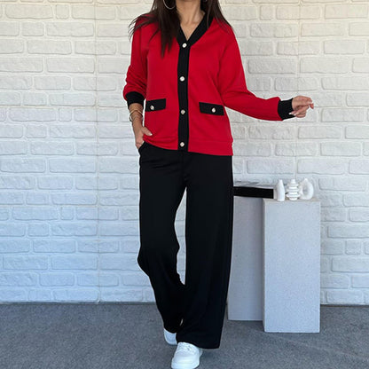 Women's Casual Color Block Two-Piece Set